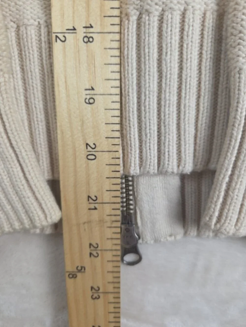 Sonoma Large 100% Cotton Full Zip Knit Sweater Cream Oatmeal Cardigan